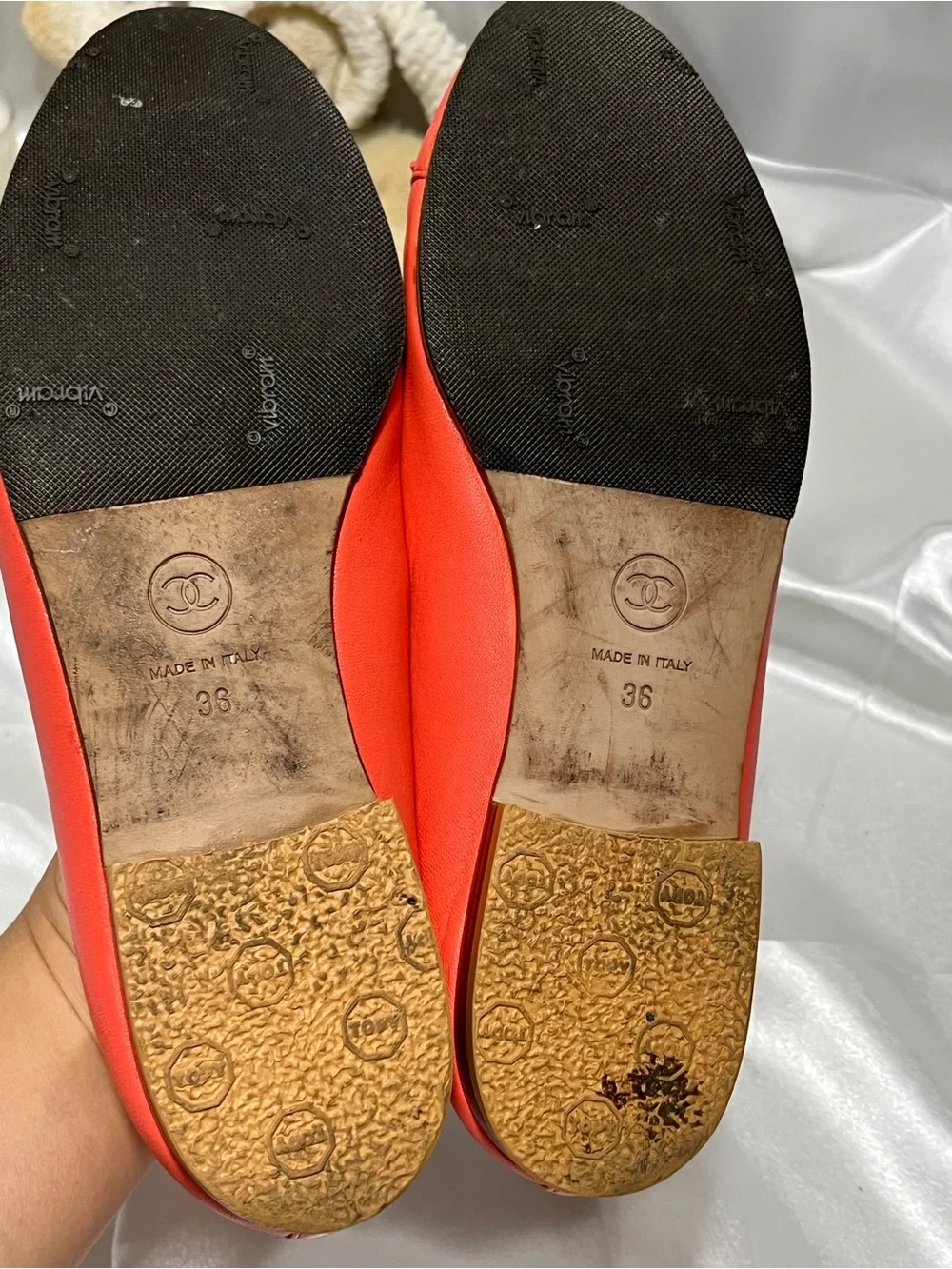 Chanel pink Red Leather Ballet Flats - Classic CC Bow